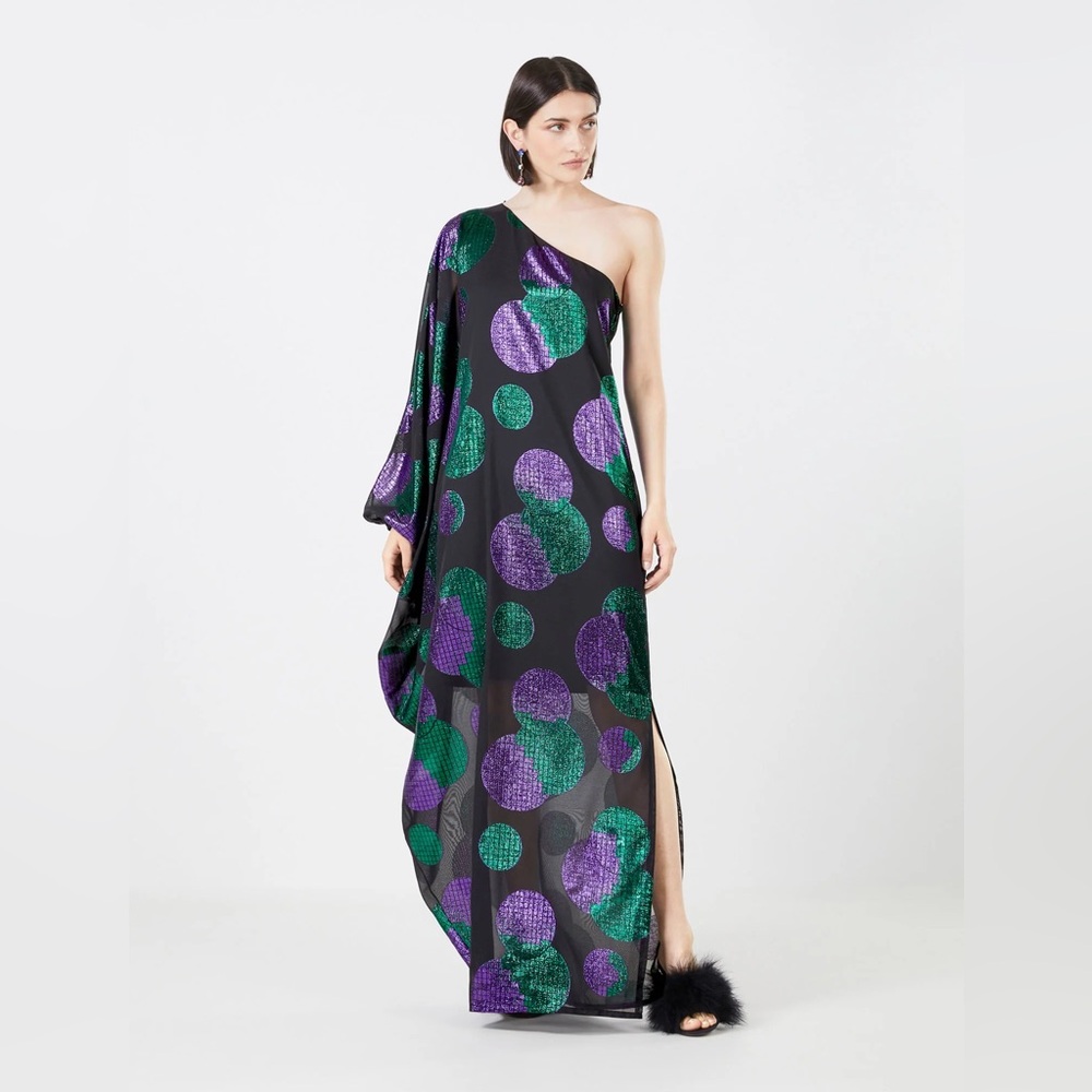 Salvatore BCBGMaxAzria BCBG one shoulder gown dress size Small will fit Medium